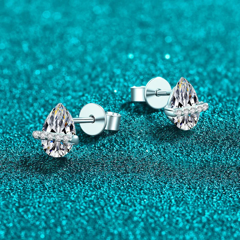 Bar-Detail Teardrop Stud Earrings