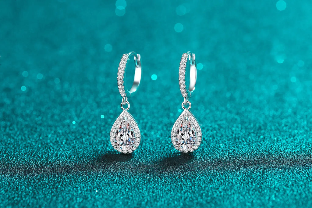Teardrop Halo Drop Earrings