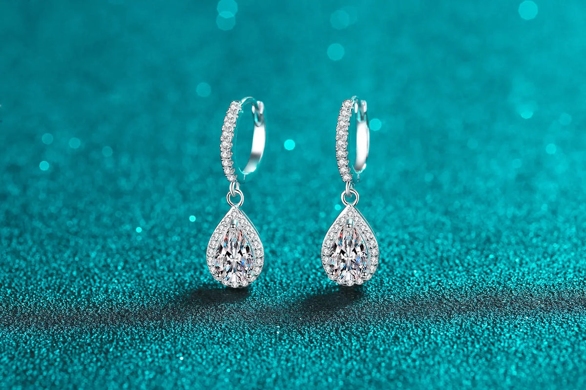 Teardrop Halo Drop Earrings