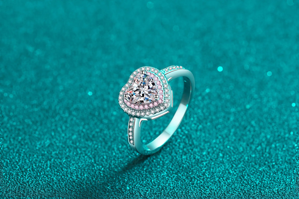 Double-Halo Heart Ring