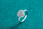 Double-Halo Heart Ring