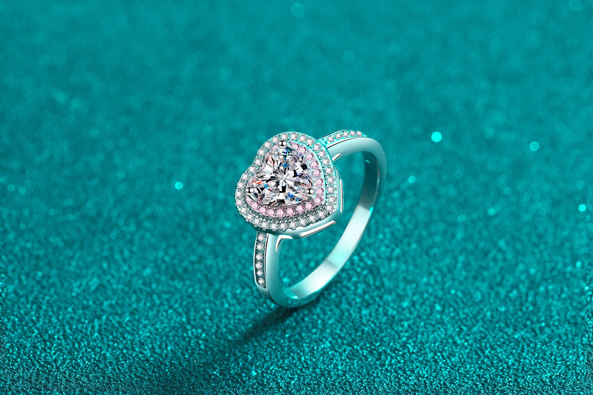Double-Halo Heart Ring