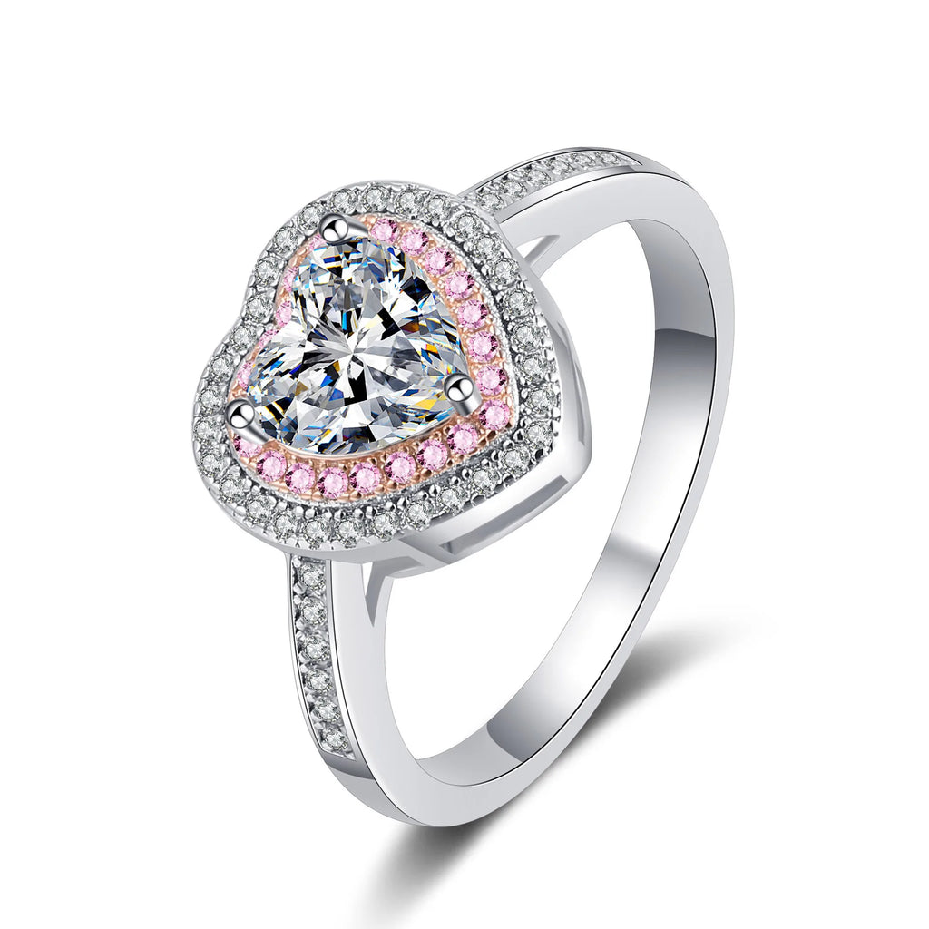 Double-Halo Heart Ring