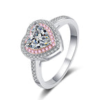 Double-Halo Heart Ring