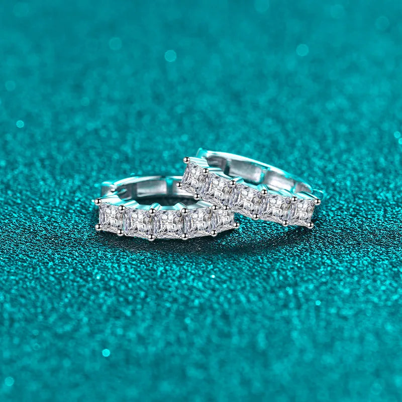 Square Stone Hoop Earrings