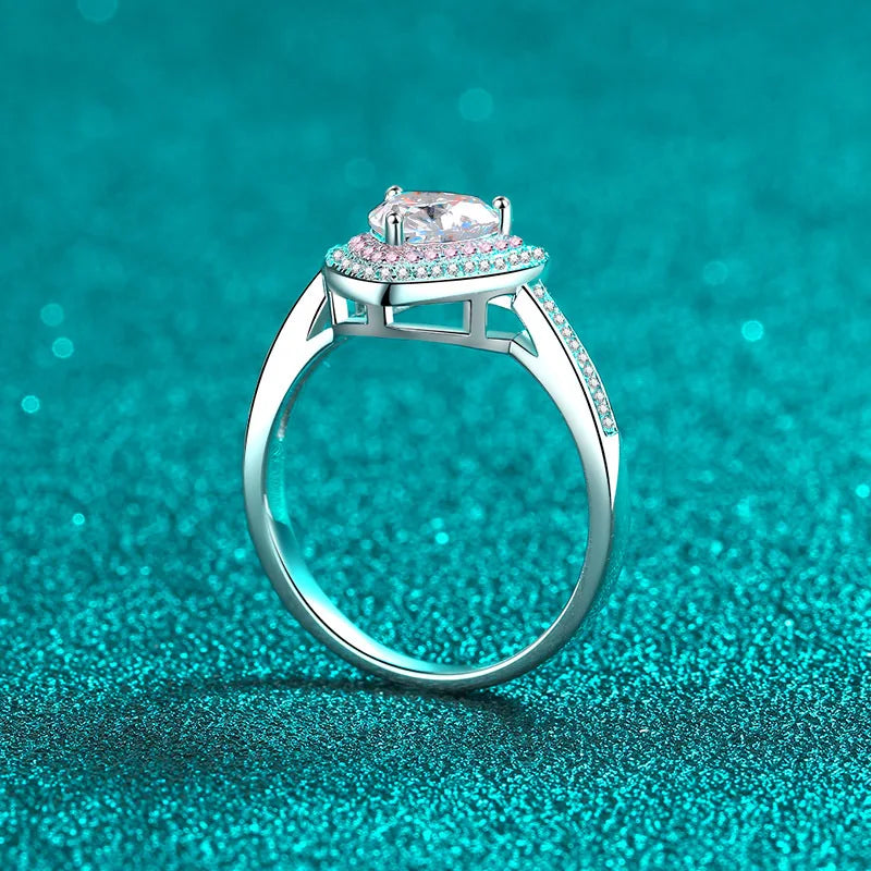Double-Halo Heart Ring