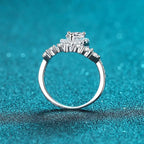 Pear Halo Leaf Ring
