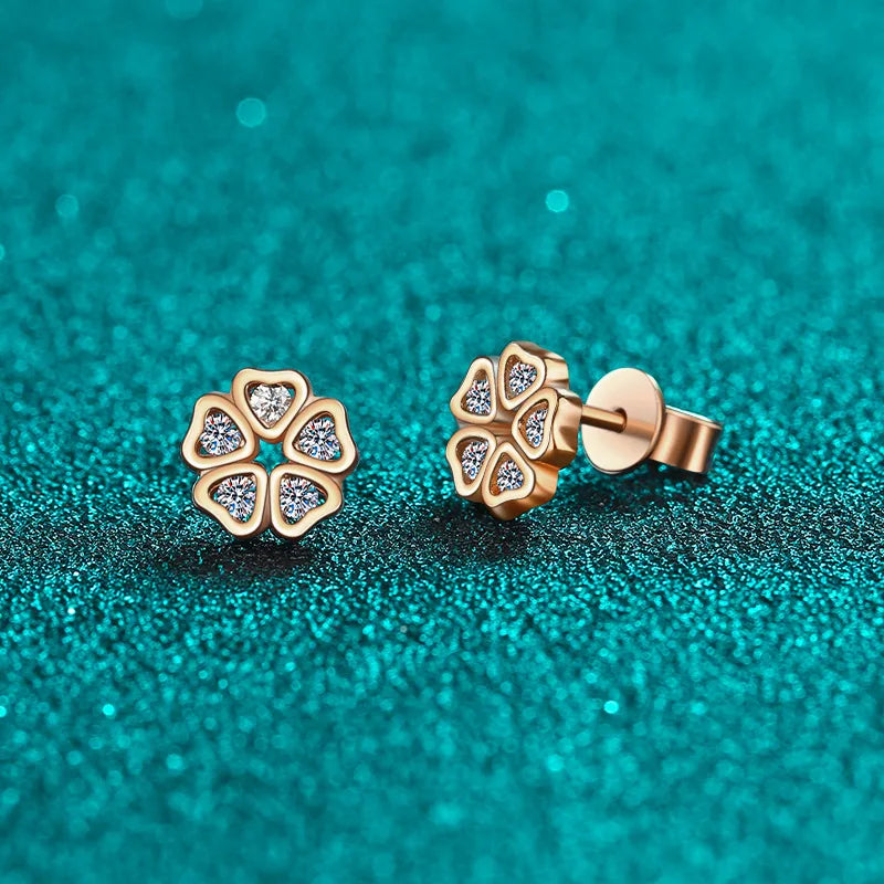 Heart-Petal Flower Stud Earrings