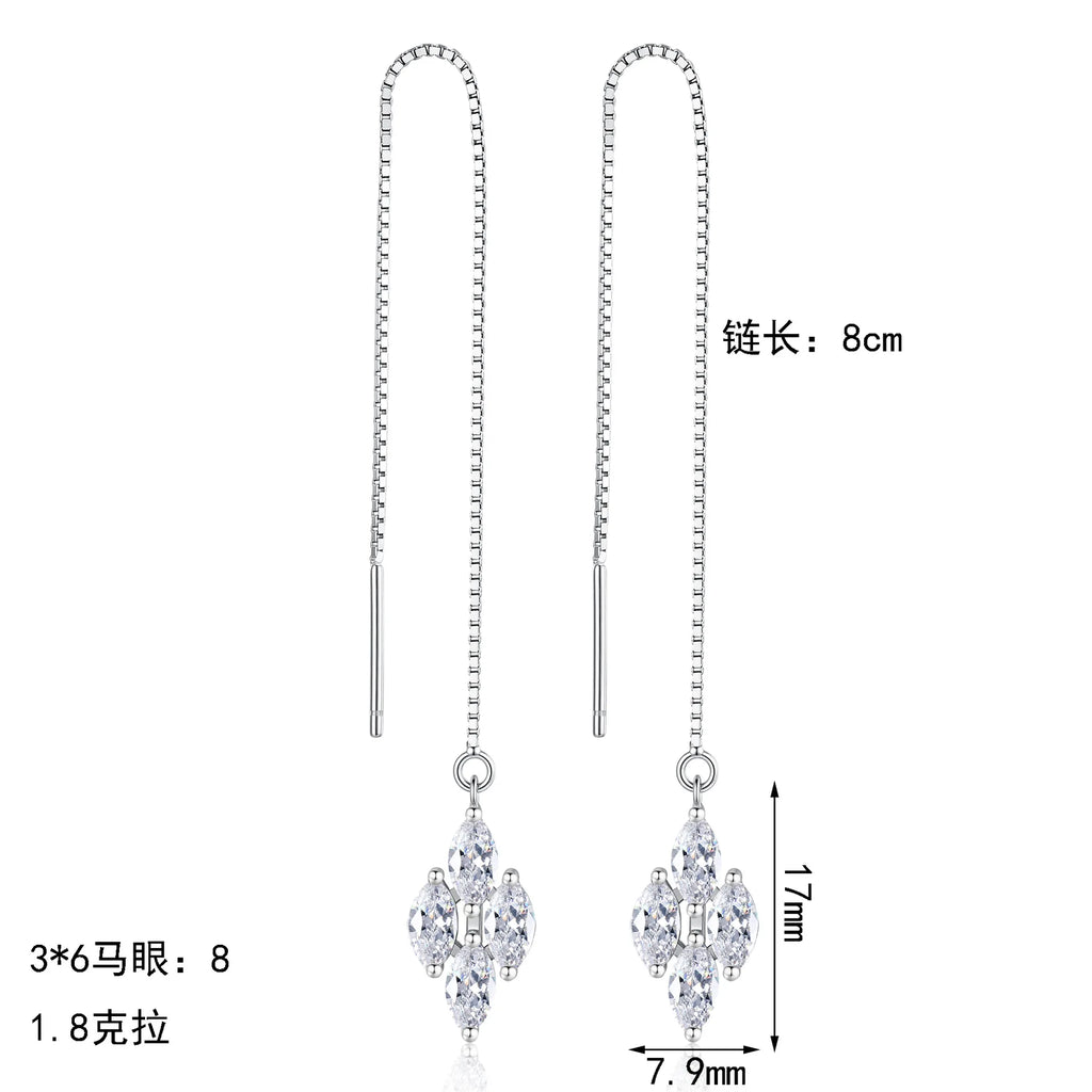 Marquise Cluster Threader Earrings