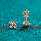 Four-Point Star Halo Stud Earrings