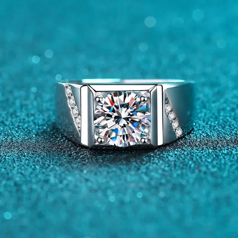 Wide-Band Square-Frame Solitaire Ring