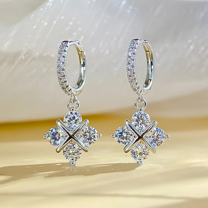 Cross Drop Hoop Earrings
