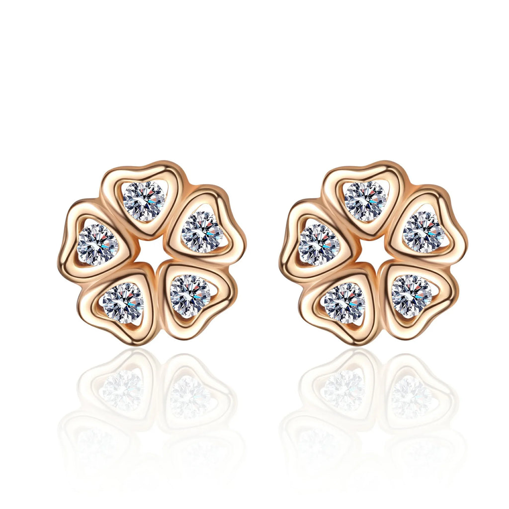 Heart-Petal Flower Stud Earrings