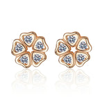 Heart-Petal Flower Stud Earrings