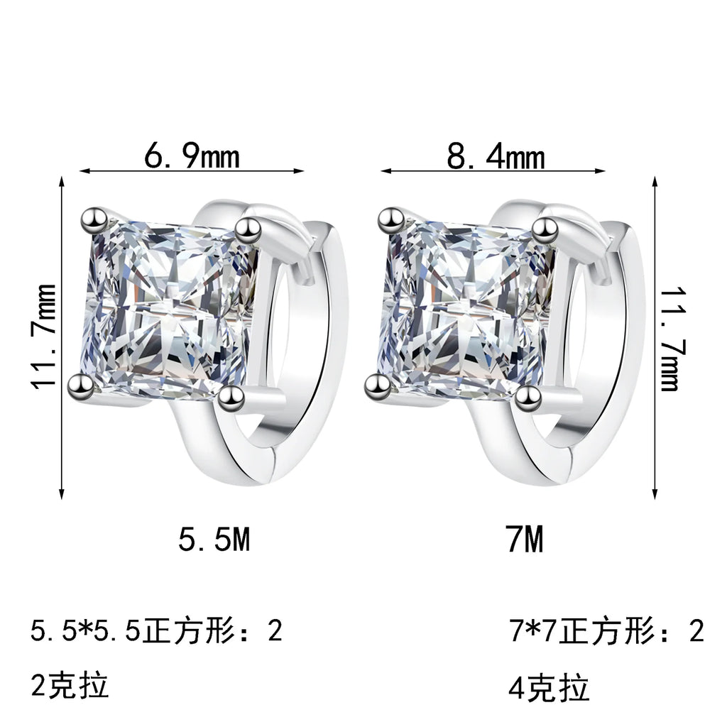 Square Solitaire Hoop Earrings