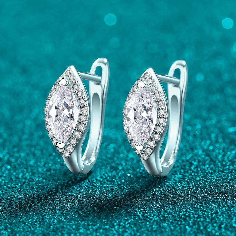 Marquise Halo Hoop Earrings