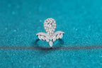 Pear Halo Leaf Ring