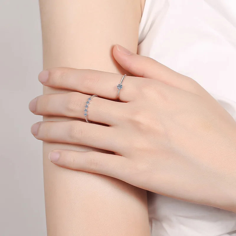 Dainty Floral Zircon Stacking Ring Set