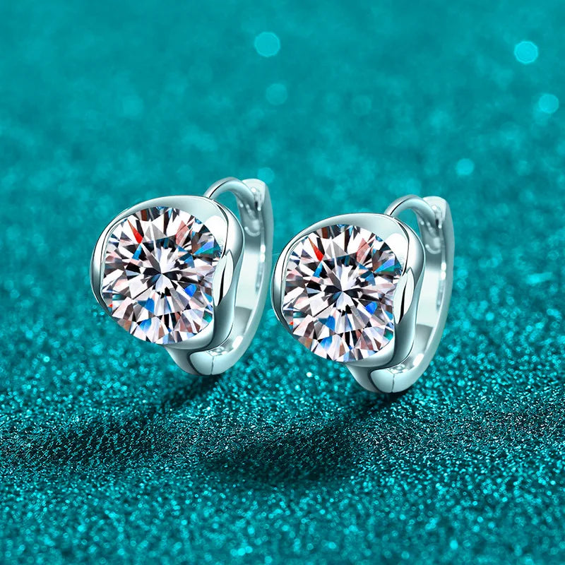 Round Solitaire Hoop Earrings