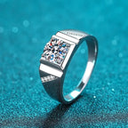 Wide-Band Square-Frame Solitaire Ring