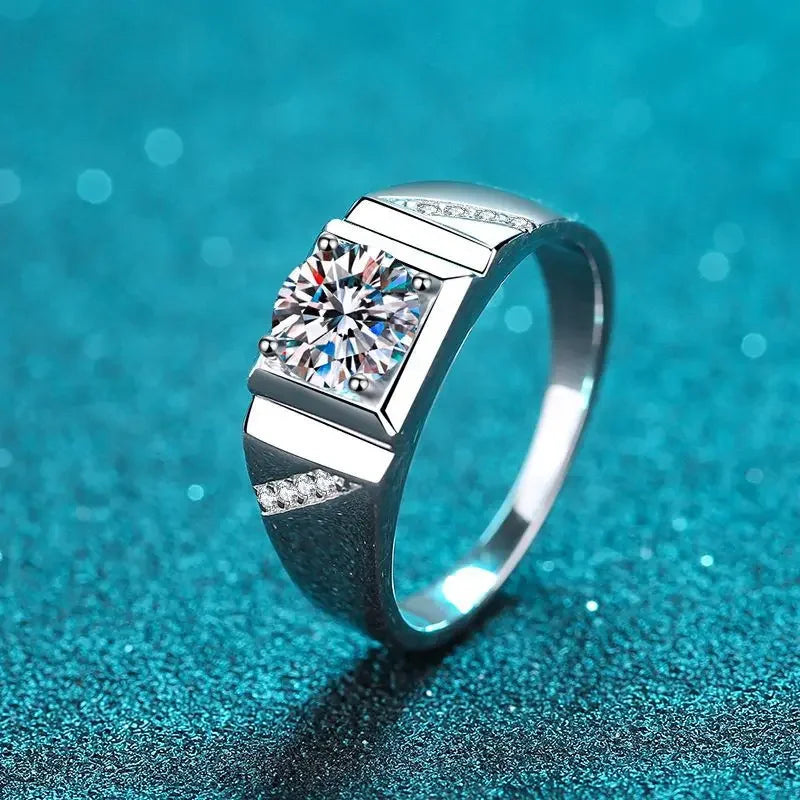 Wide-Band Square-Frame Solitaire Ring