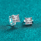 Square Solitaire Hoop Earrings