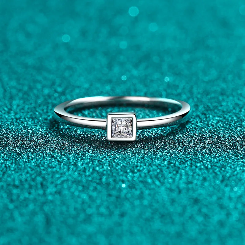 Square-Frame Solitaire Ring