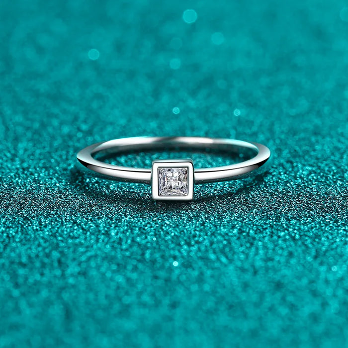 Square-Frame Solitaire Ring