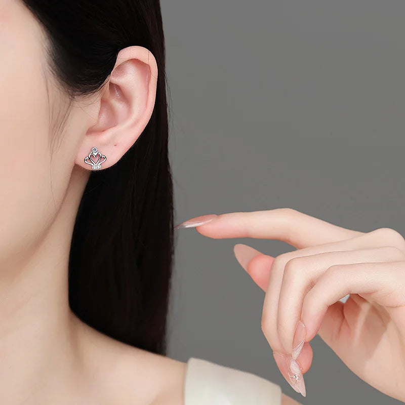 Openwork Crown Stud Earrings