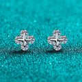 Four-Point Star Halo Stud Earrings