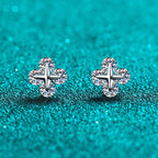 Four-Point Star Halo Stud Earrings