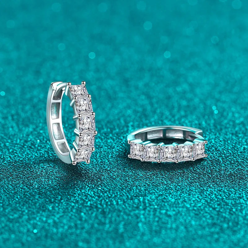 Square Stone Hoop Earrings