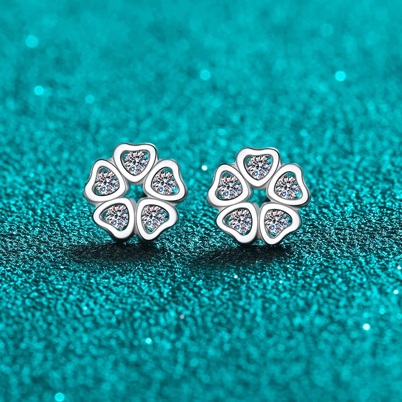 Heart-Petal Flower Stud Earrings