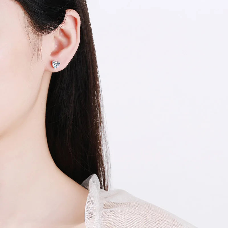 Heart Solitaire Stud Earrings