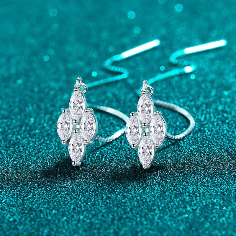 Marquise Cluster Threader Earrings