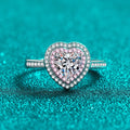 Double-Halo Heart Ring