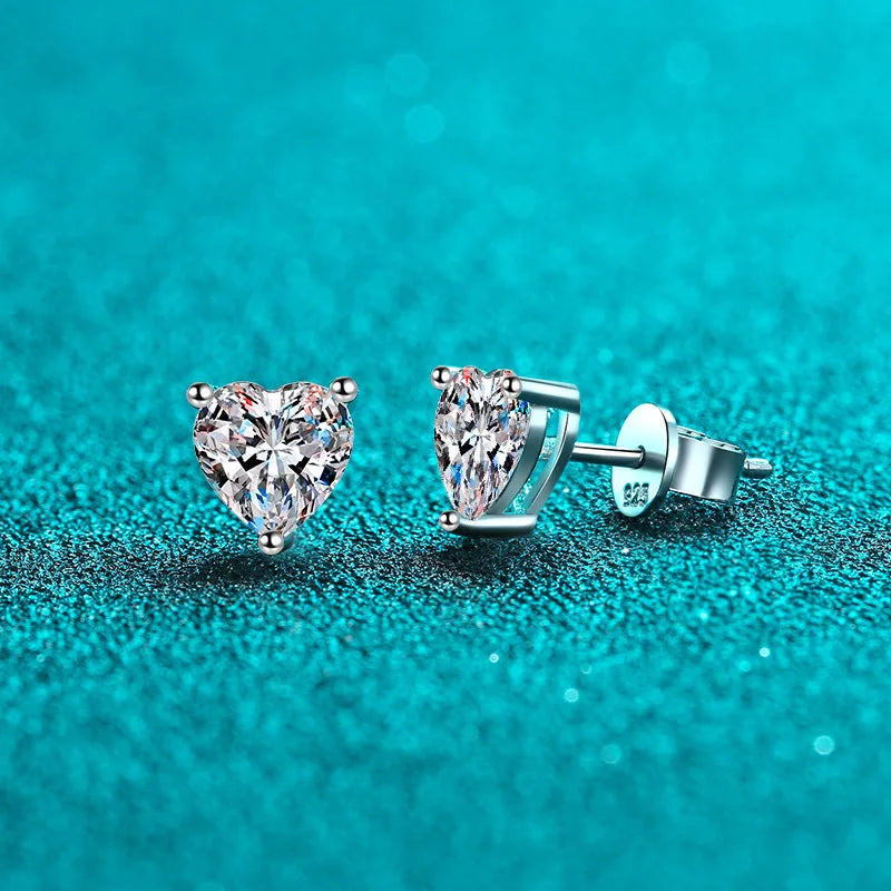 Heart Solitaire Stud Earrings