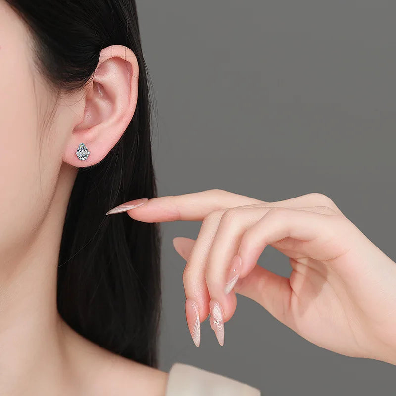 Bar-Detail Teardrop Stud Earrings