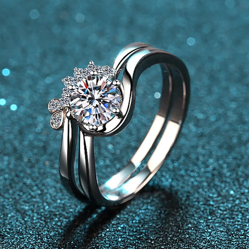 Crown Bloom Solitaire Ring Set