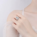 Pear Halo Leaf Ring