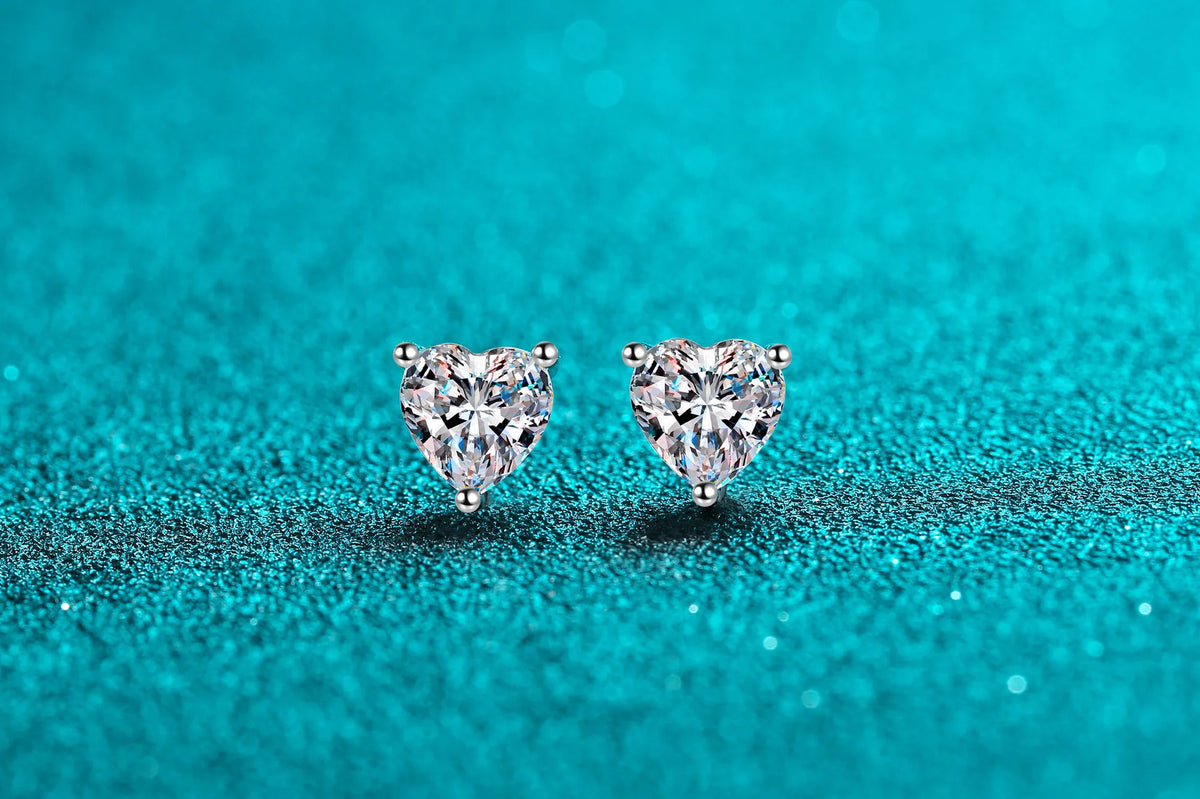 Heart Solitaire Stud Earrings