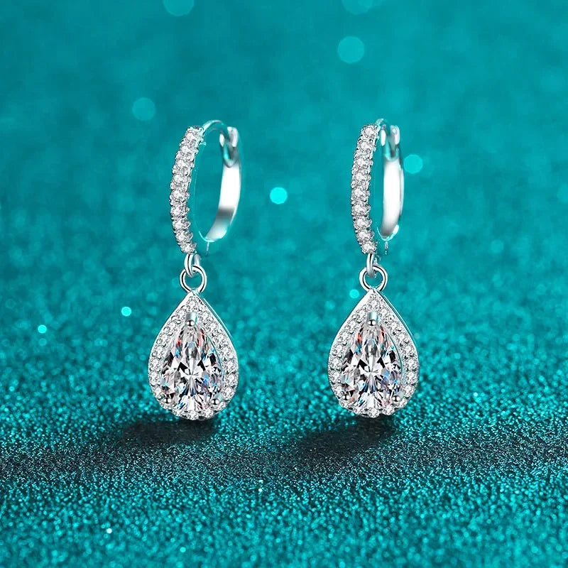 Teardrop Halo Drop Earrings