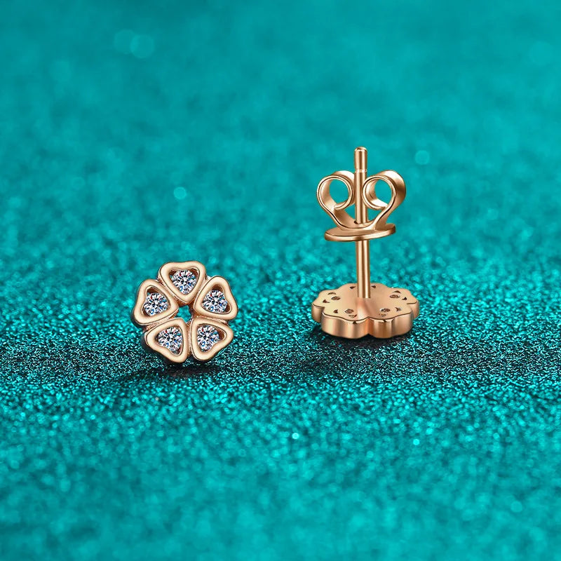 Heart-Petal Flower Stud Earrings