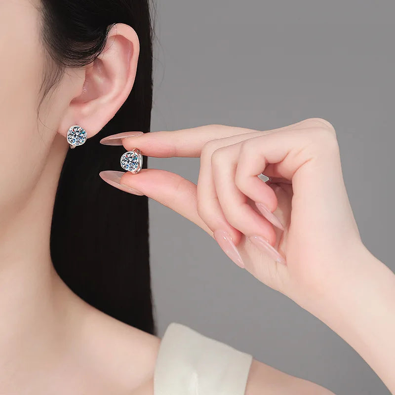Round Solitaire Hoop Earrings