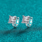 Square Solitaire Hoop Earrings