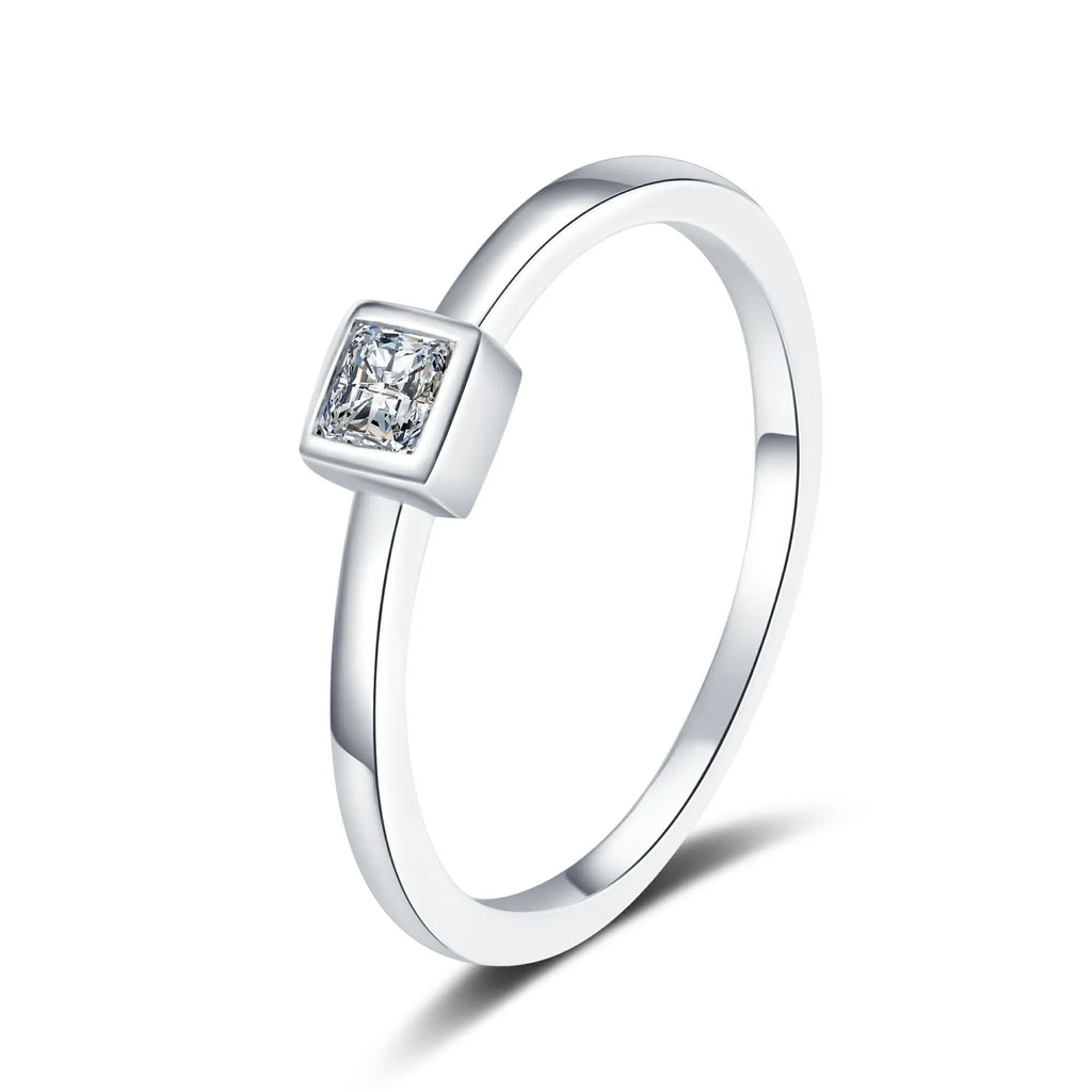 Square-Frame Solitaire Ring