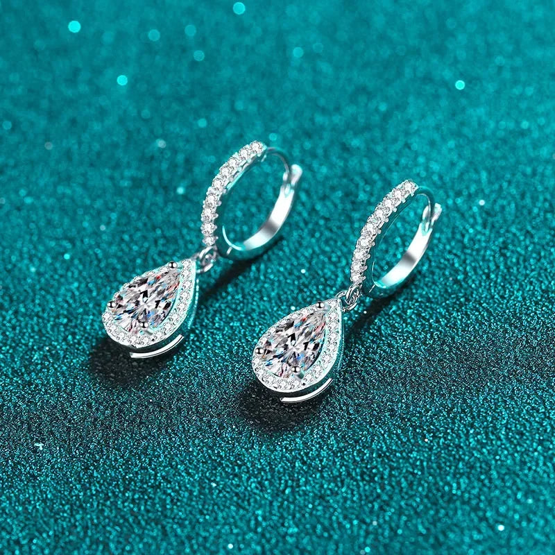 Teardrop Halo Drop Earrings