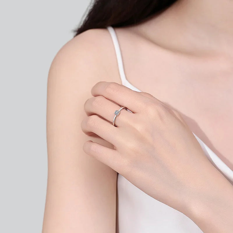 Square-Frame Solitaire Ring