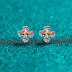 Four-Point Star Halo Stud Earrings