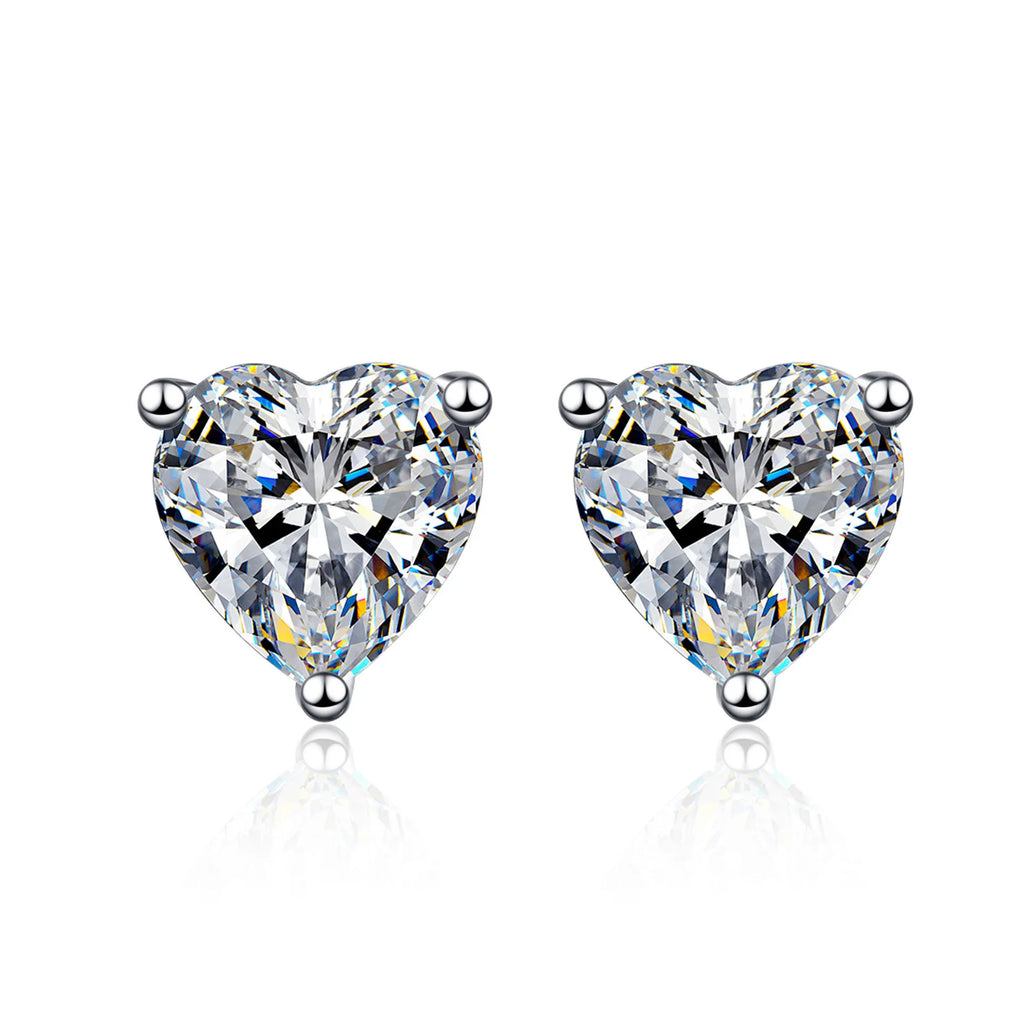 Heart Solitaire Stud Earrings